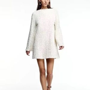 White Sequin Dress with Black Bow on Back